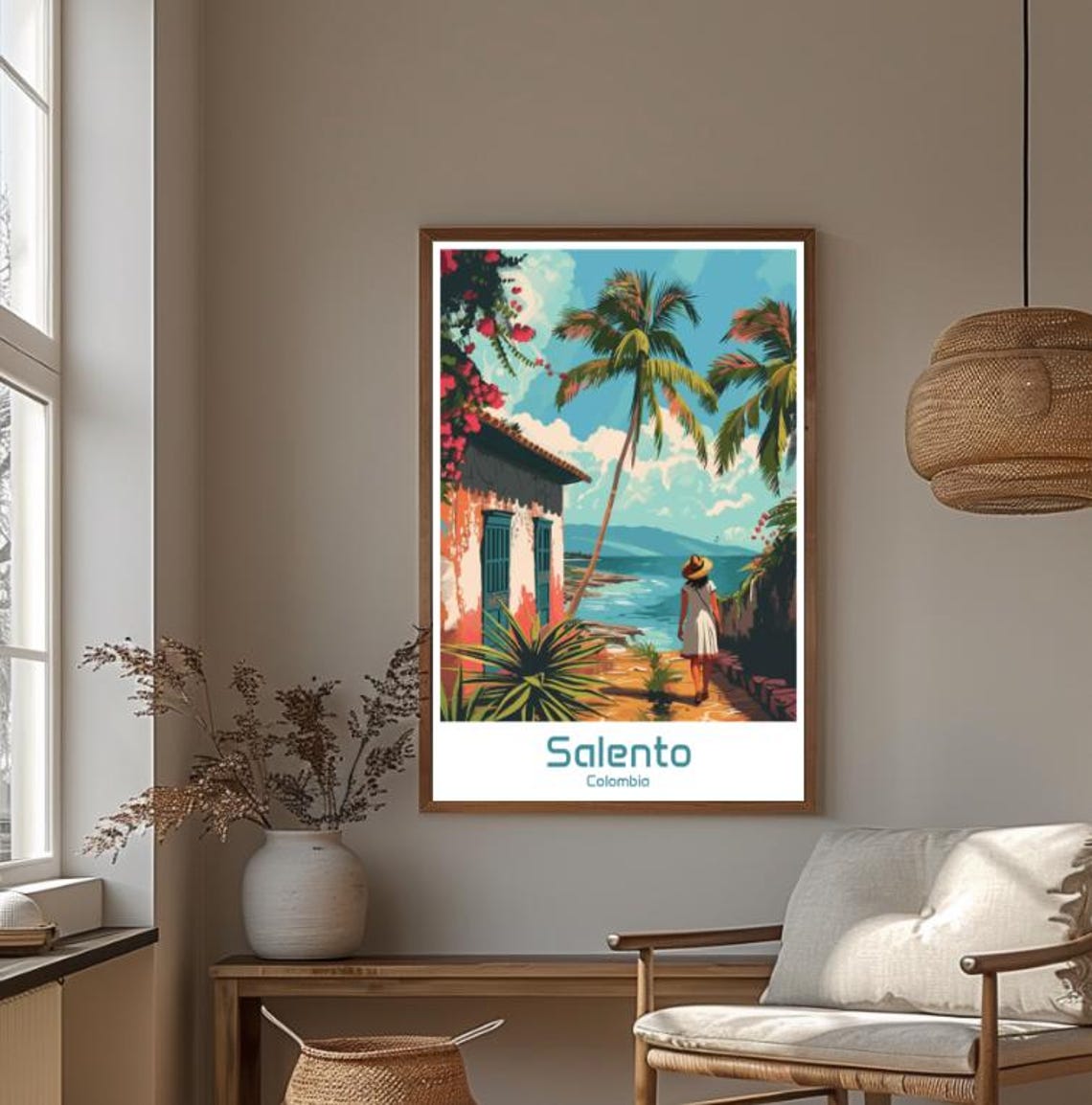 Salento Colombia Coastal Trail Colorful Travel Illustration Poster - Image 4