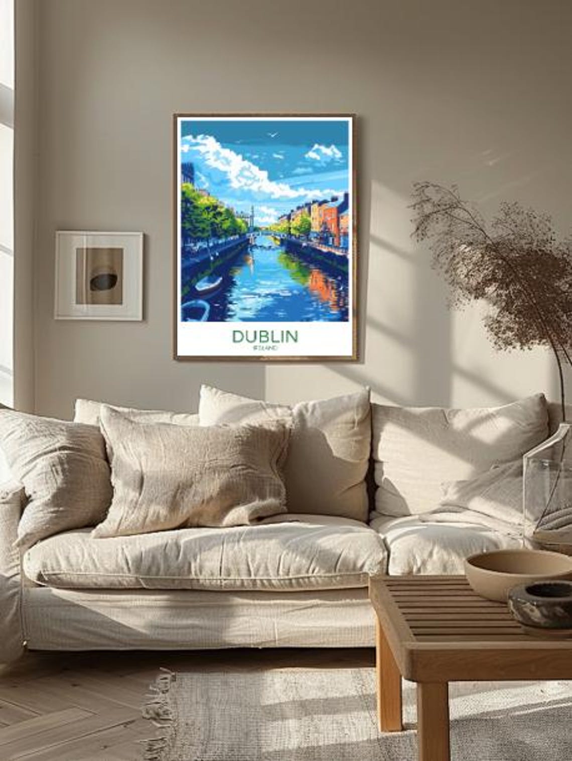 Dublin Ireland River Liffey Reflections Under Big Clouds Poster - Image 2