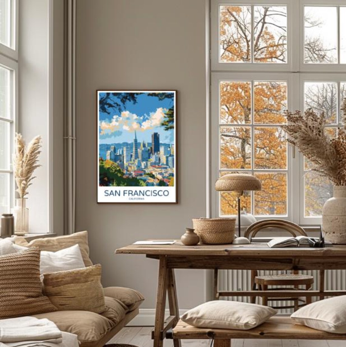 San Francisco California Downtown Hills Skyline Travel Poster - Image 4