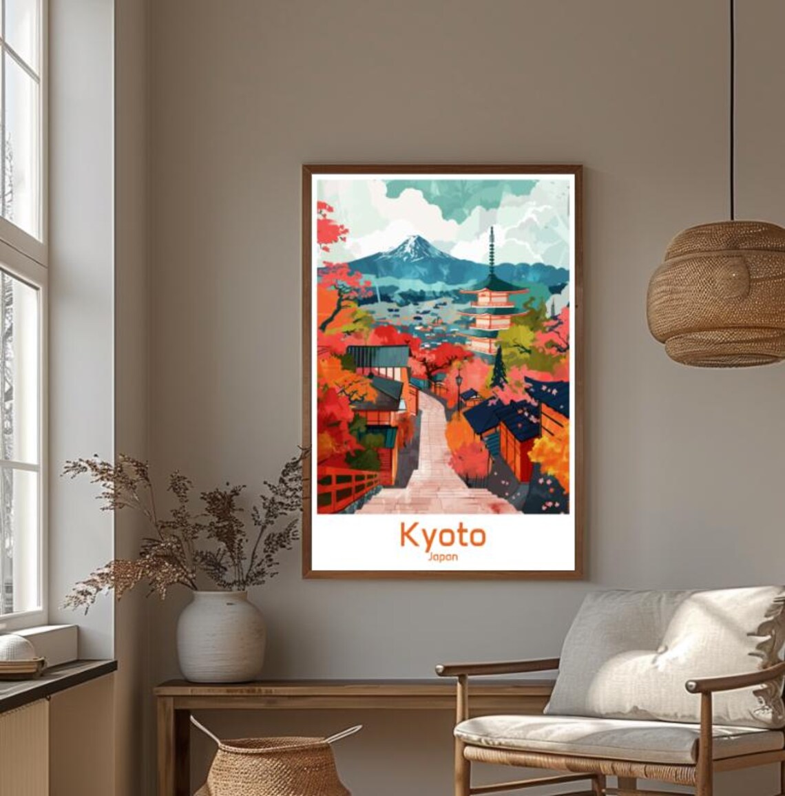 Kyoto Japan Autumn Pagoda Maple Trees Fall Vintage Travel Poster - Image 4