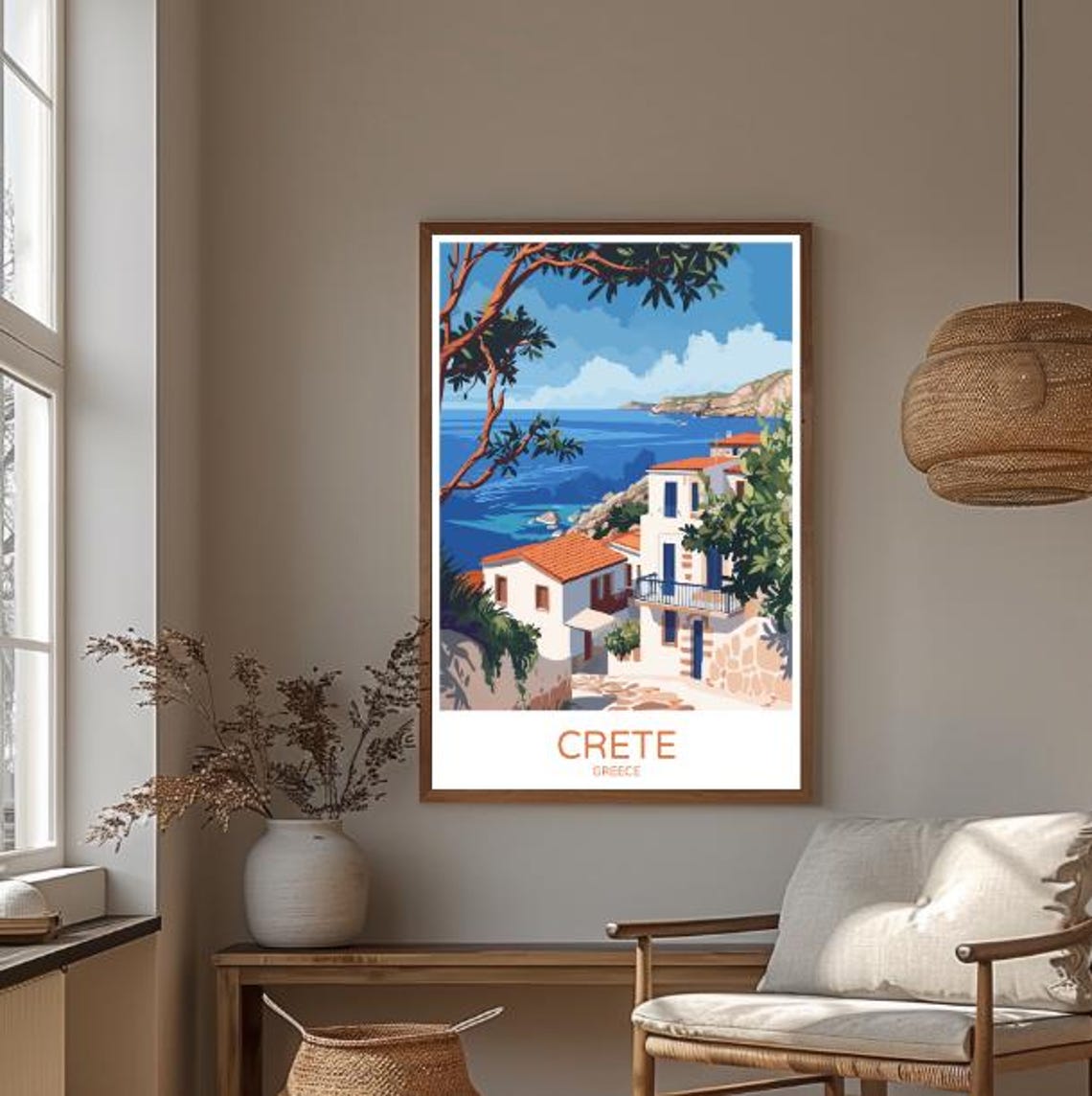 Crete Greece Whitewashed Island Village Seaside Retro Travel Poster - Image 3
