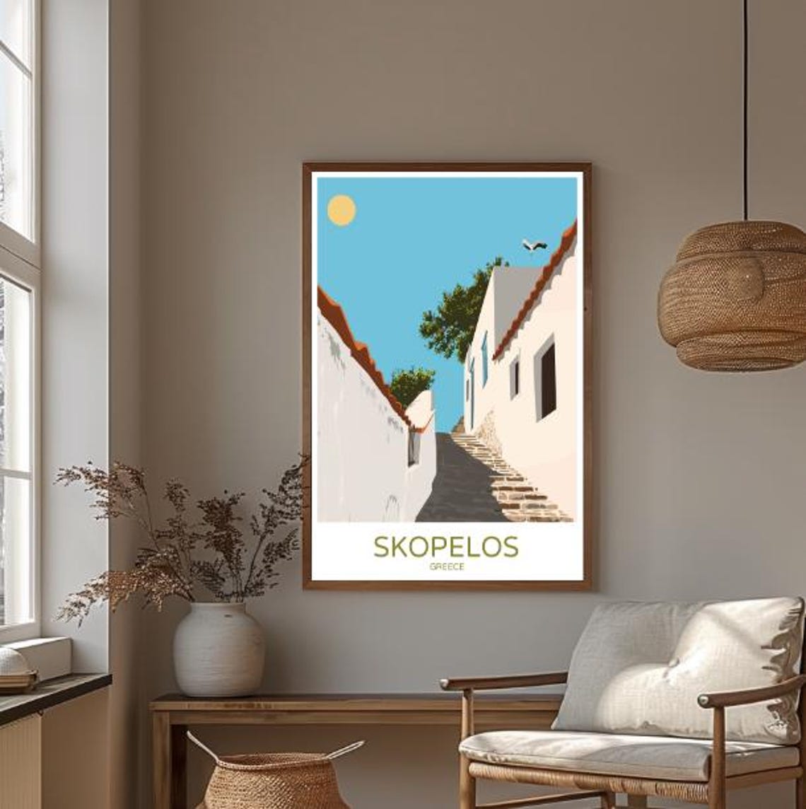 Skopelos Greece Travel Poster Beautiful Island Landscape Wall Art Greek Village Print Coastal Decor Greek Island Art Travel Gift - Image 3