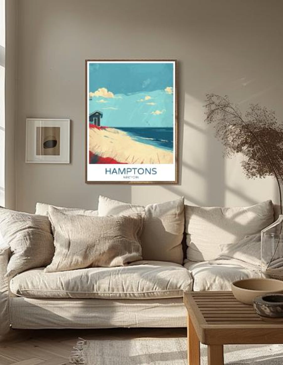 Hamptons New York Beach Dune Hut and Red Grass Travel Poster - Image 2