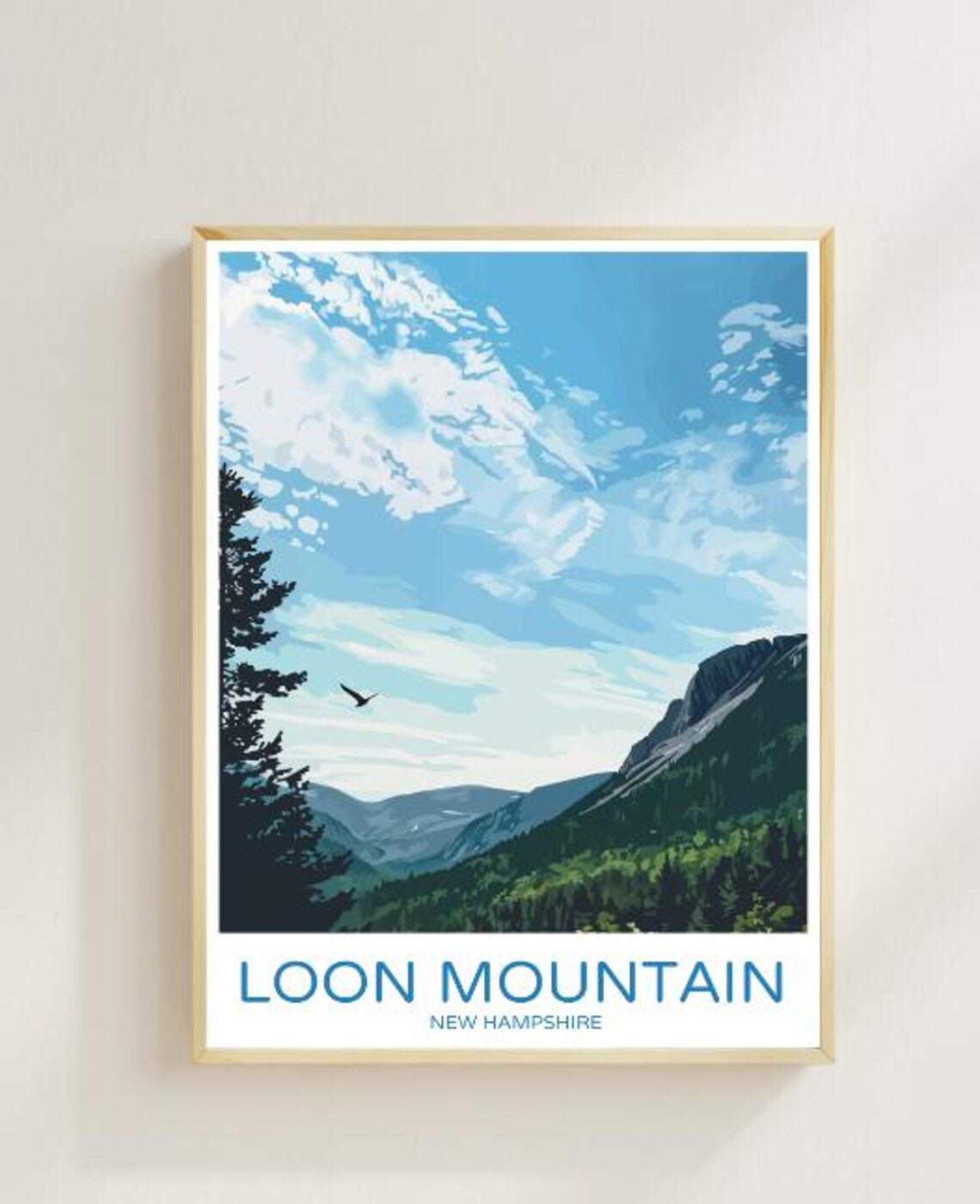 Loon Mountain New Hampshire Forest Valley Peak Travel Poster