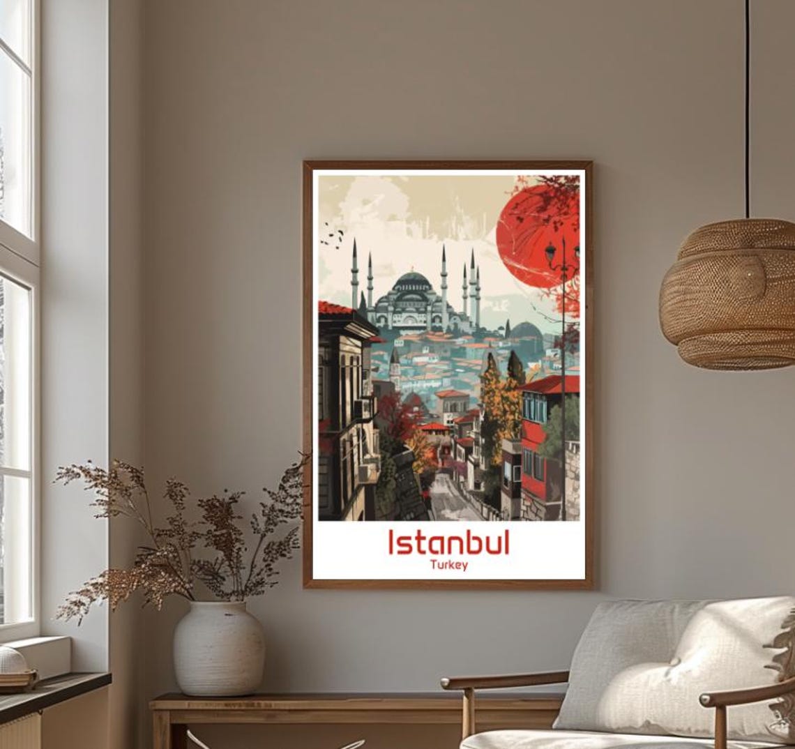 Istanbul Turkey Blue Mosque And Old Town Street At Sunset Poster - Image 4