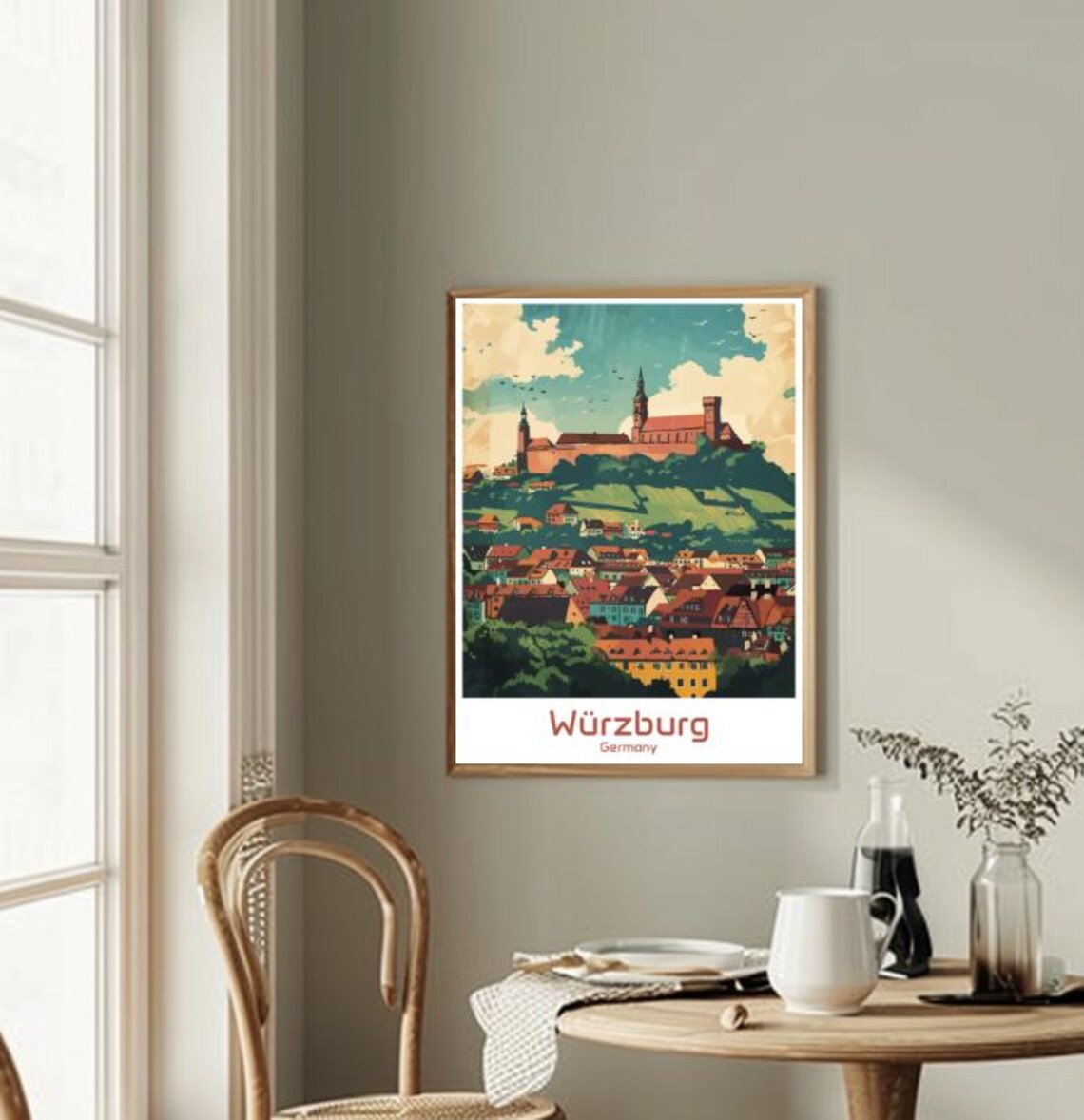Wurzburg Germany Marienberg Fortress Hill Vintage Travel Poster - Image 2