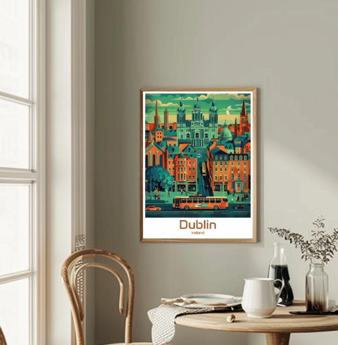 Dublin Ireland Street Bus Historic Churches Cityscape Poster - Image 2