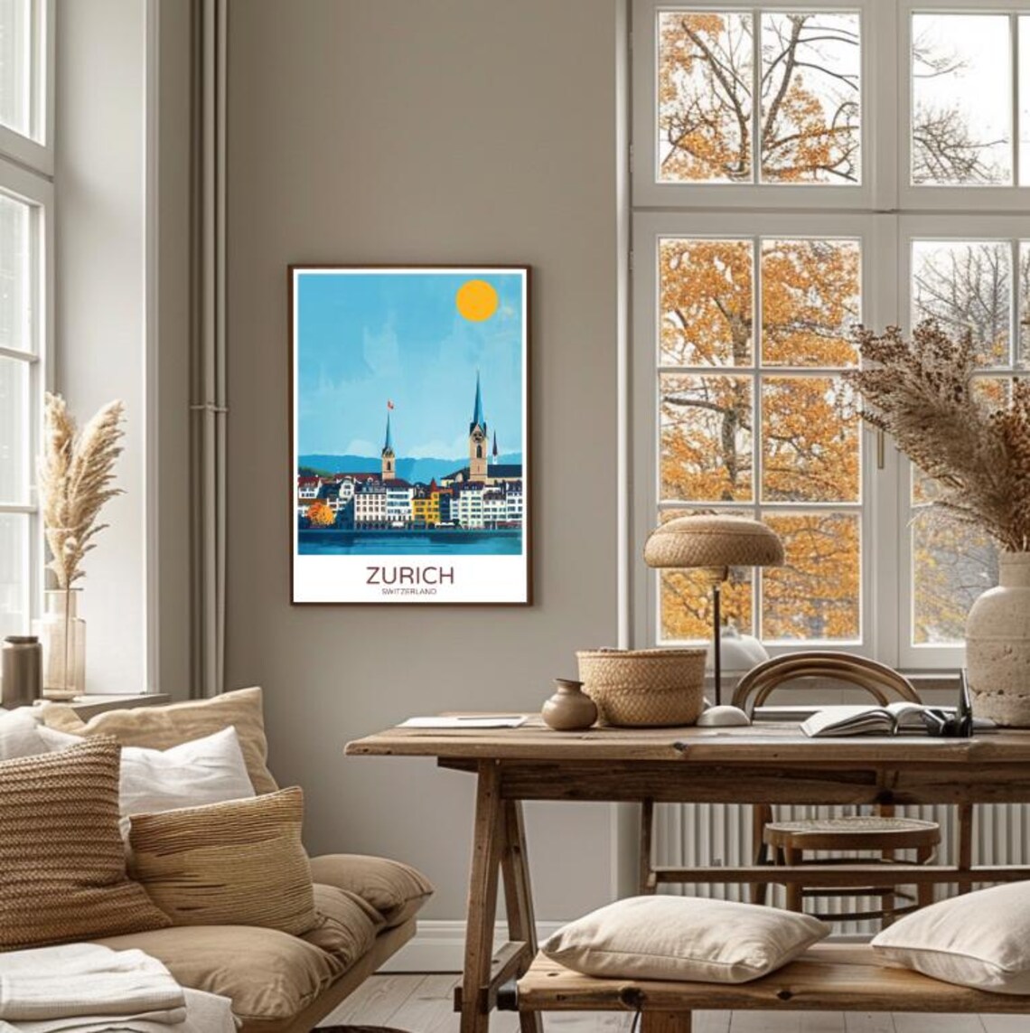 Zurich Travel Postermodern Skyline Wall Art Swiss Cityscape Print Zurich Switzerland Decor Minimalist Travel Gift Europe Artwork For Home - Image 4