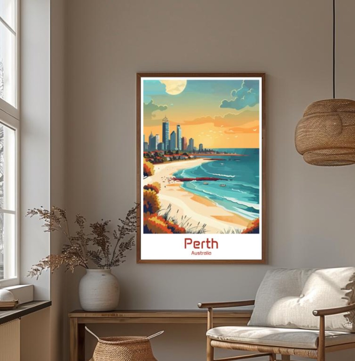 Perth Australia Beach Sunset Skyline Ocean View Travel Poster - Image 4