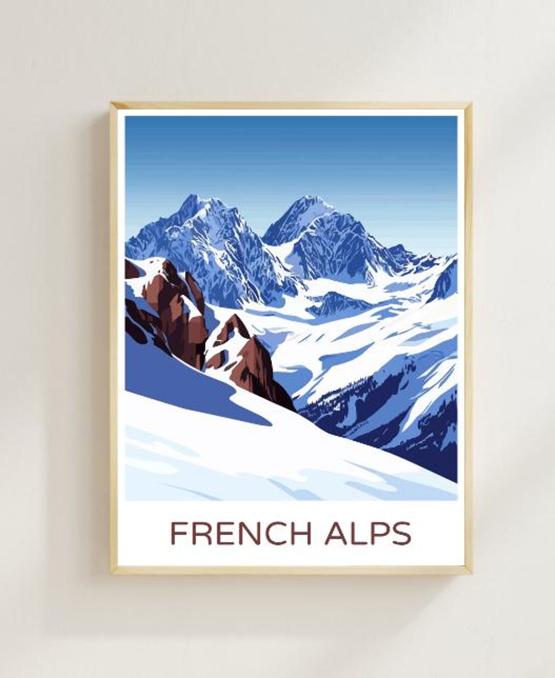 French Alps Snowy Mountain Peaks Winter Alpine Summit Poster