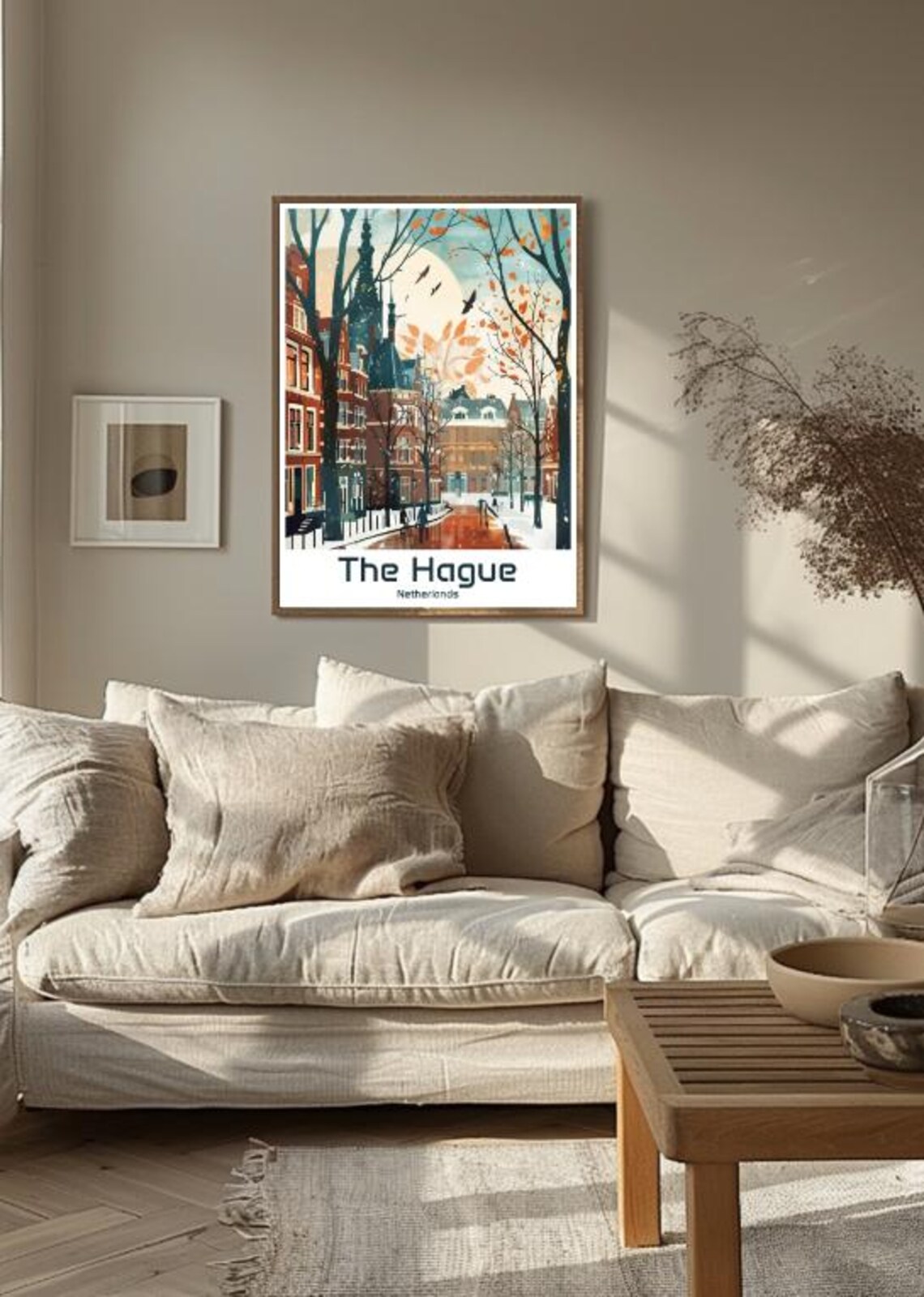 The Hague Netherlands Autumn Street Falling Leaves Moon Poster - Image 3
