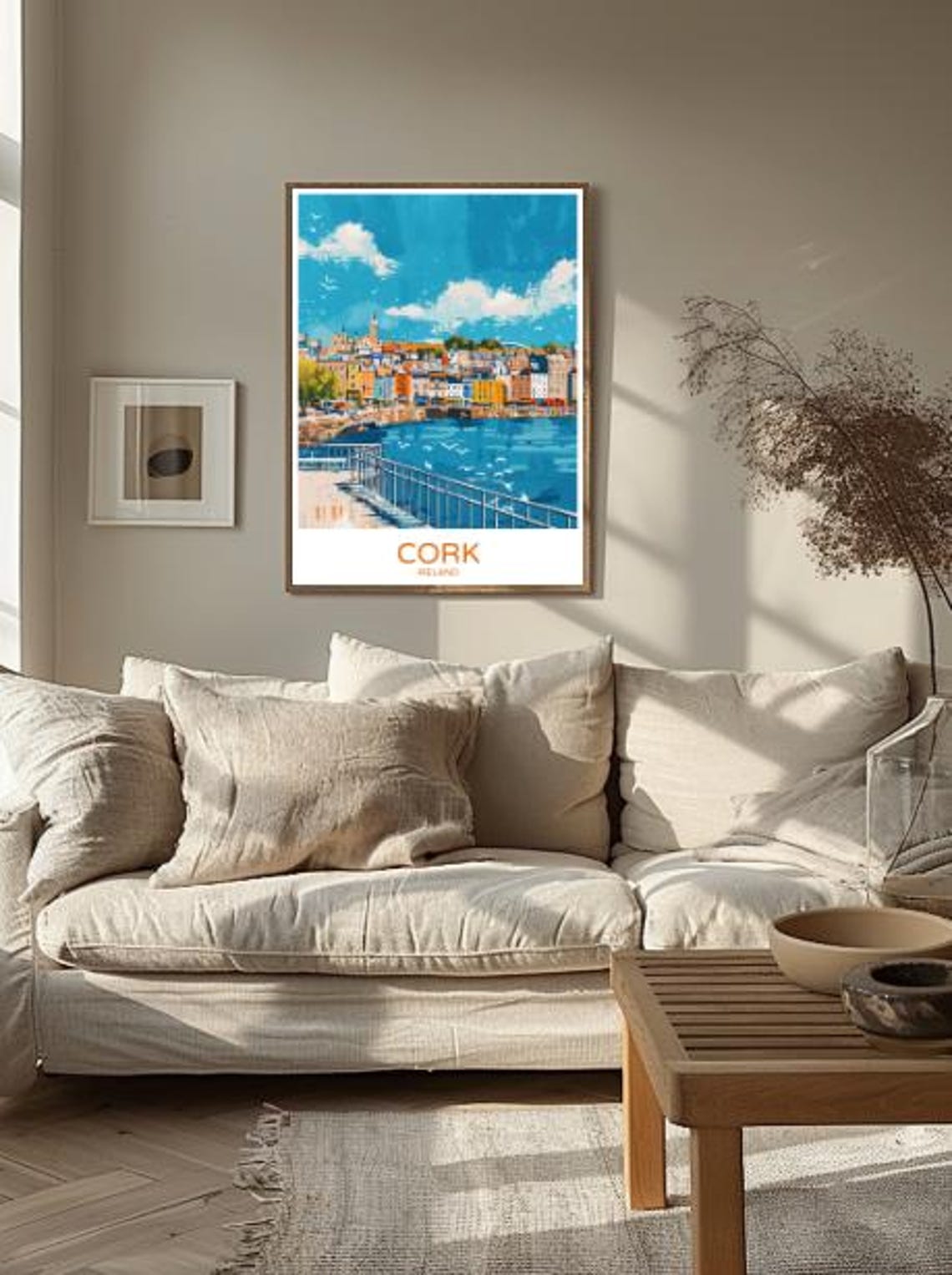 Cork Ireland Colourful Harbourfront Cityscape and Seagulls Poster - Image 2