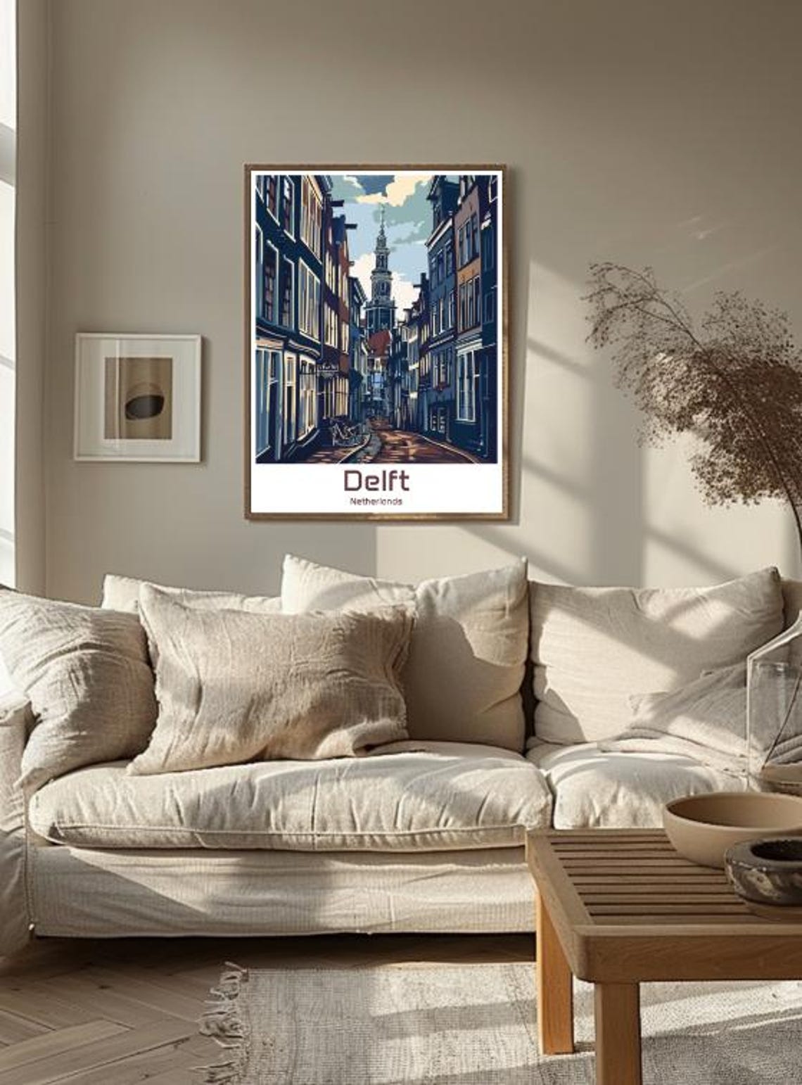 Delft Netherlands Nieuwe Kerk Cobblestone Street Bicycles Poster - Image 3