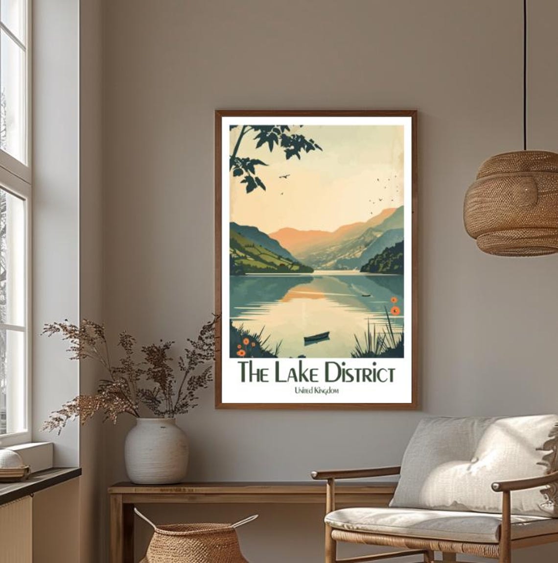 The Lake District United Kingdom Travel Poster Vintage Landscape Wall Art Scenic Mountain And Lake Print Nature Decor Uk Travel Gift - Image 4