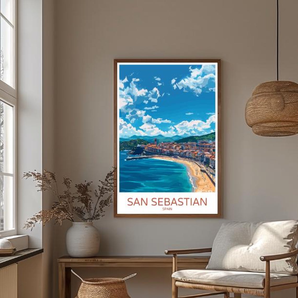 San Sebastian Spain Curved Bay Beach Old Town Basque Coast Poster - Image 3