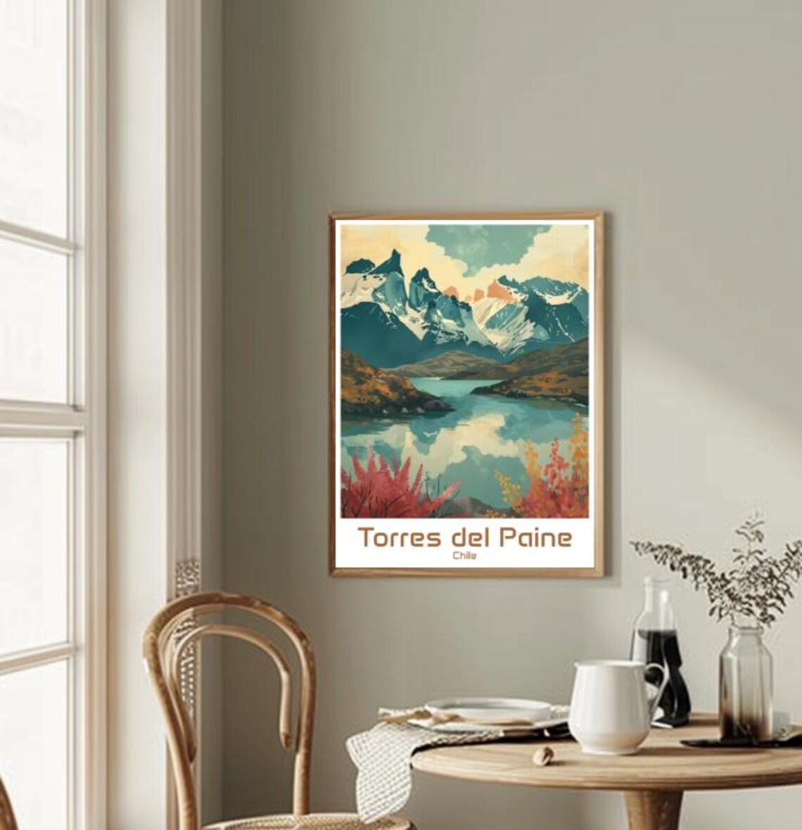 Torres del Paine Chile Granite Towers Turquoise Lake Patagonia Poster - Image 2
