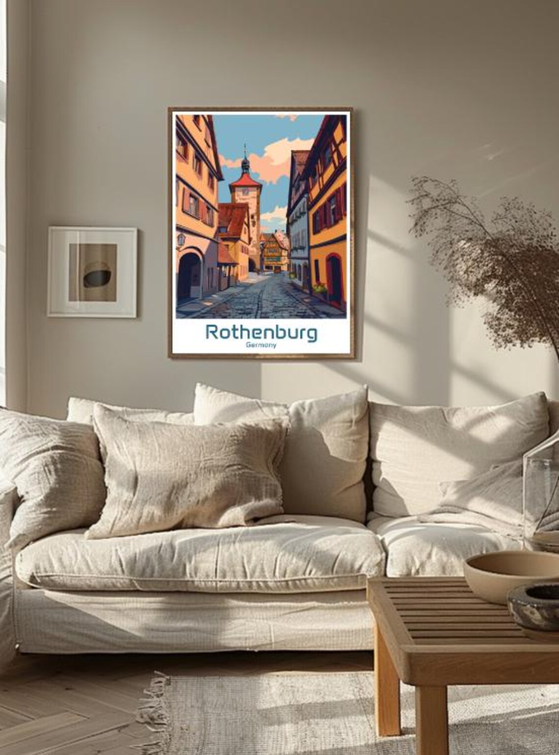 Rothenburg Germany Medieval Cobbled Street Tower View Poster - Image 3