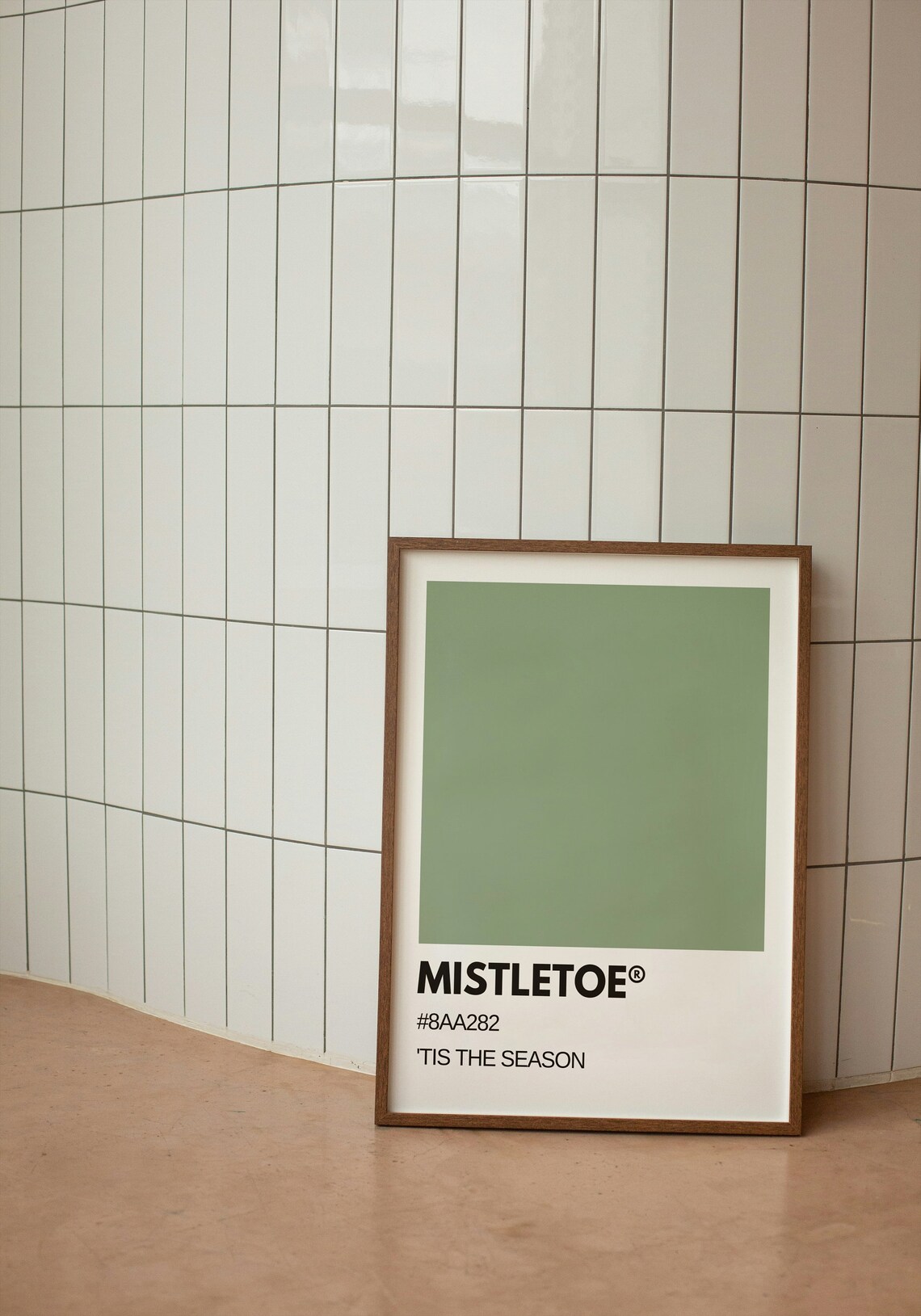 Mistletoe Tis the Season Sage Green Pantone Style Holiday Poster - Image 2