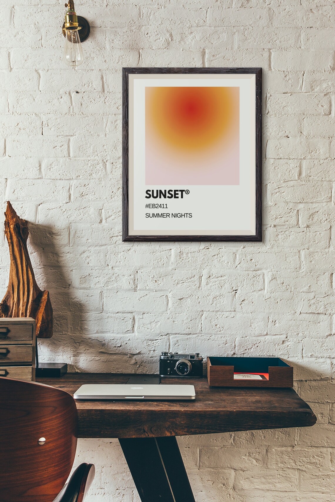 Minimalist Sunset Beach Poster, Tropical Pink Sky - Image 3