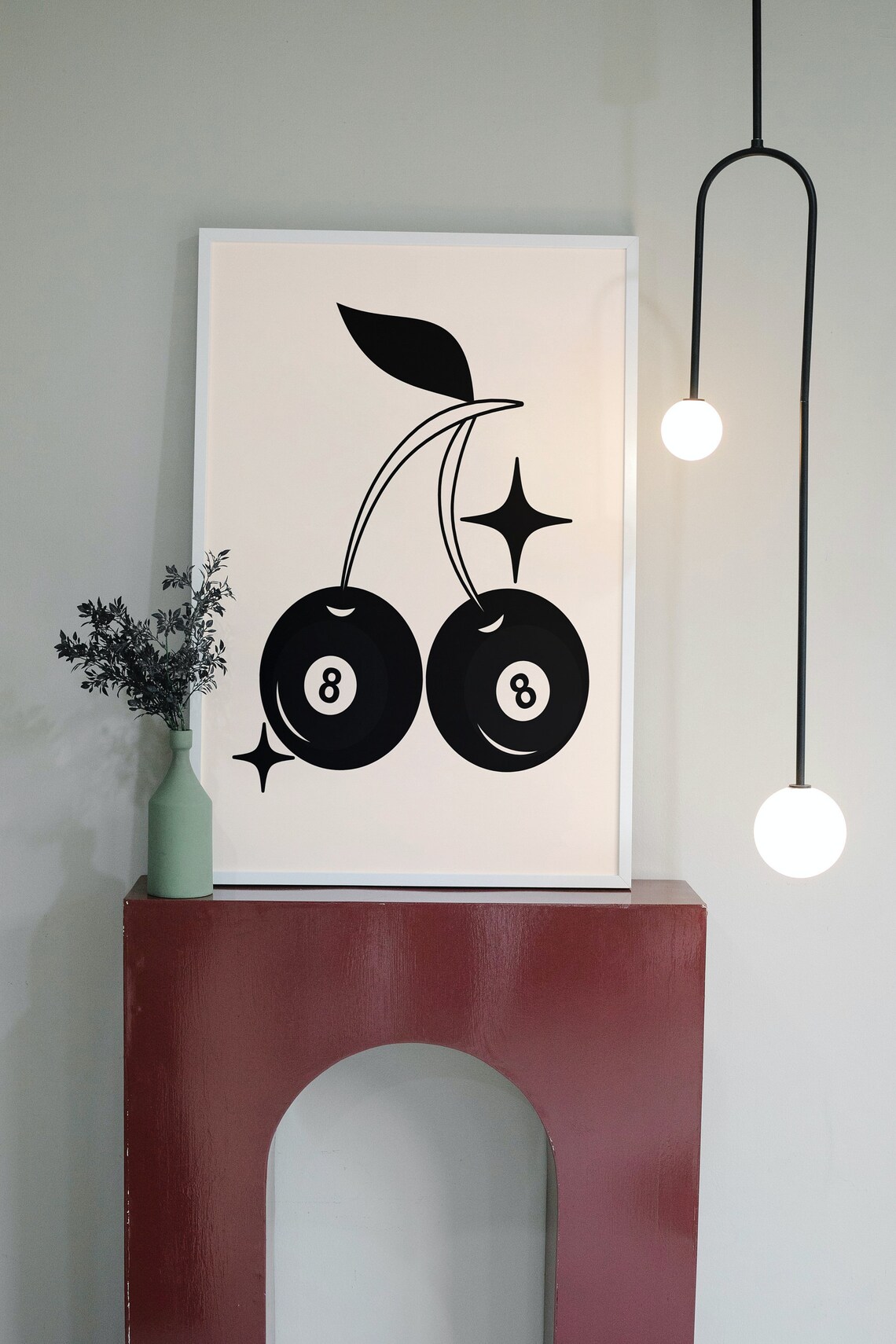 Retro 8 Ball Cherries Vintage Kitchen Art Print - Image 2