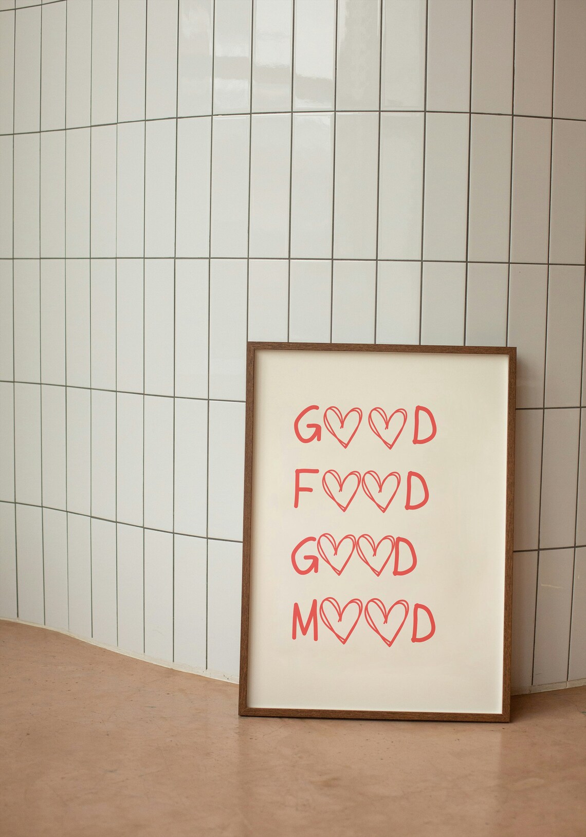 Good Food Good Mood Heart Lettering Red Kitchen Typography Wall Print - Image 2