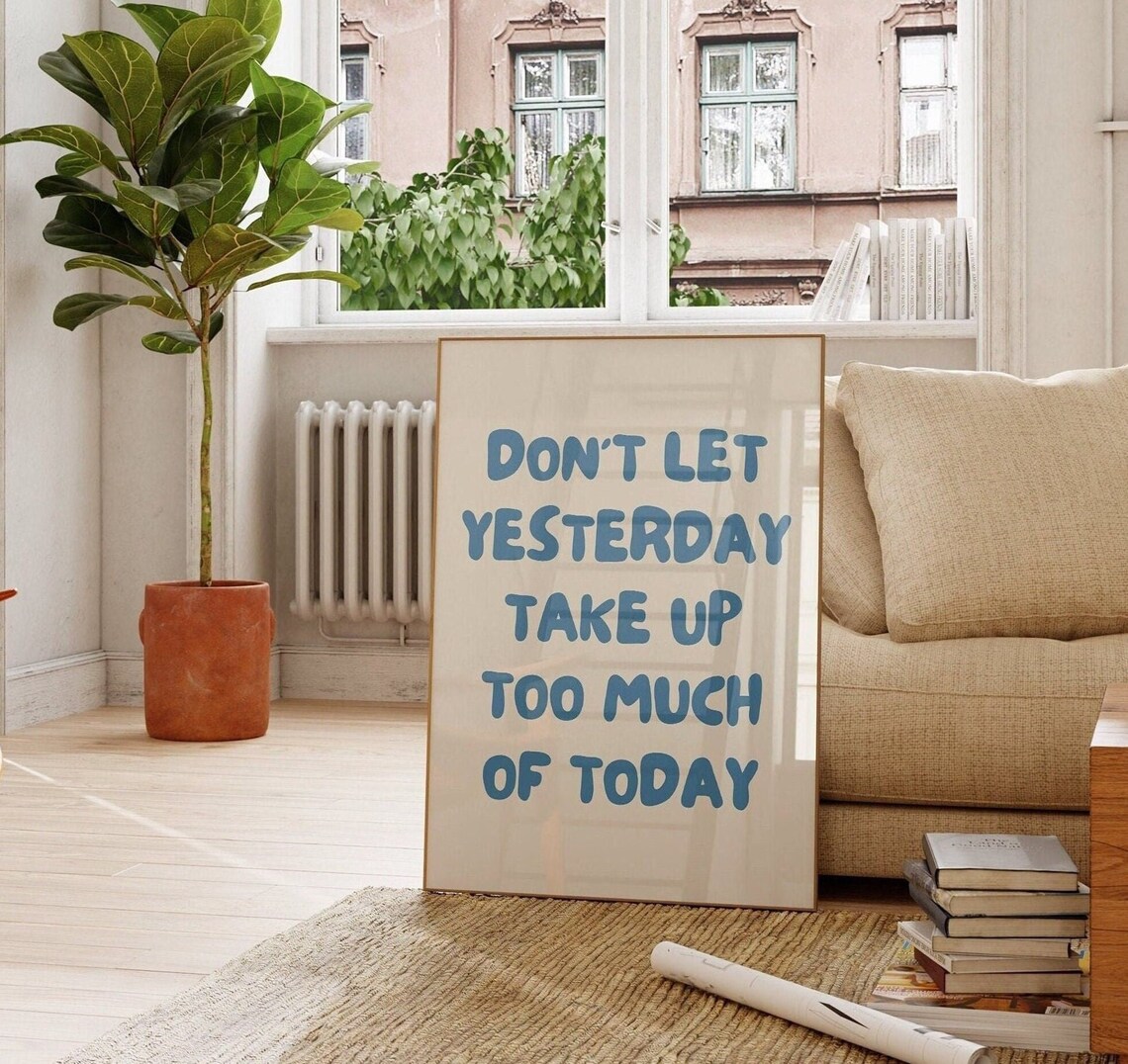Trendy Positive Blue Aesthetic Typography Art Print - Image 3