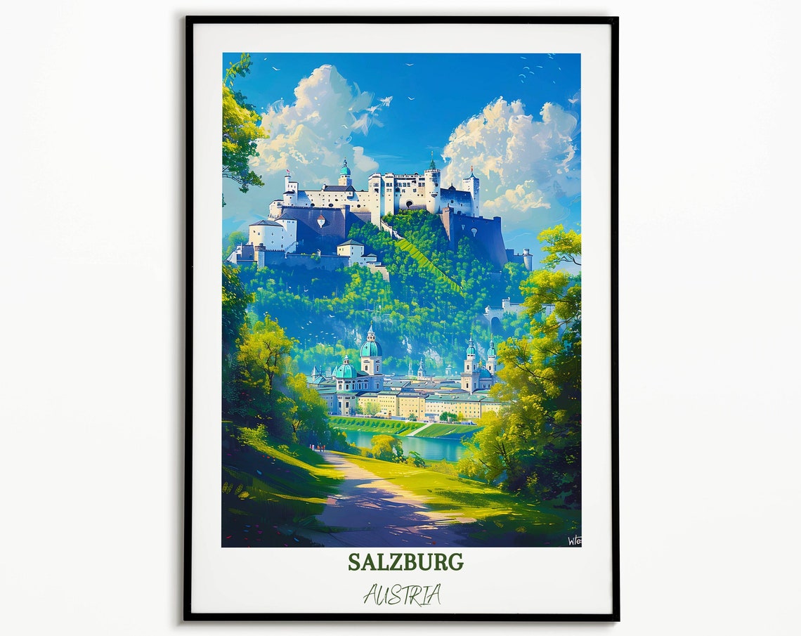 Salzburg Print Salzburg Home Dcor Hohensalzburg Fortress Salzburg Wall Art For Travel Enthusiast Salzburg Austria Poster