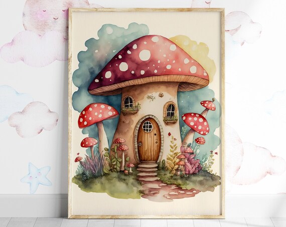 Mushroom Nursery Wall Art Print Boho Gift For New Mum Cute Decor Gift For Mushroom Lover Kids Room Art Decor Childrens Bedroom Poster Print