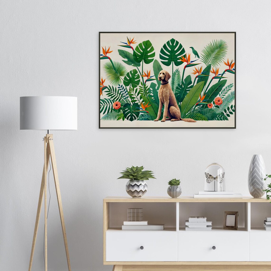 Apricot Labradoodle Tropical Botanical Garden Sitting Dog Poster - Image 2