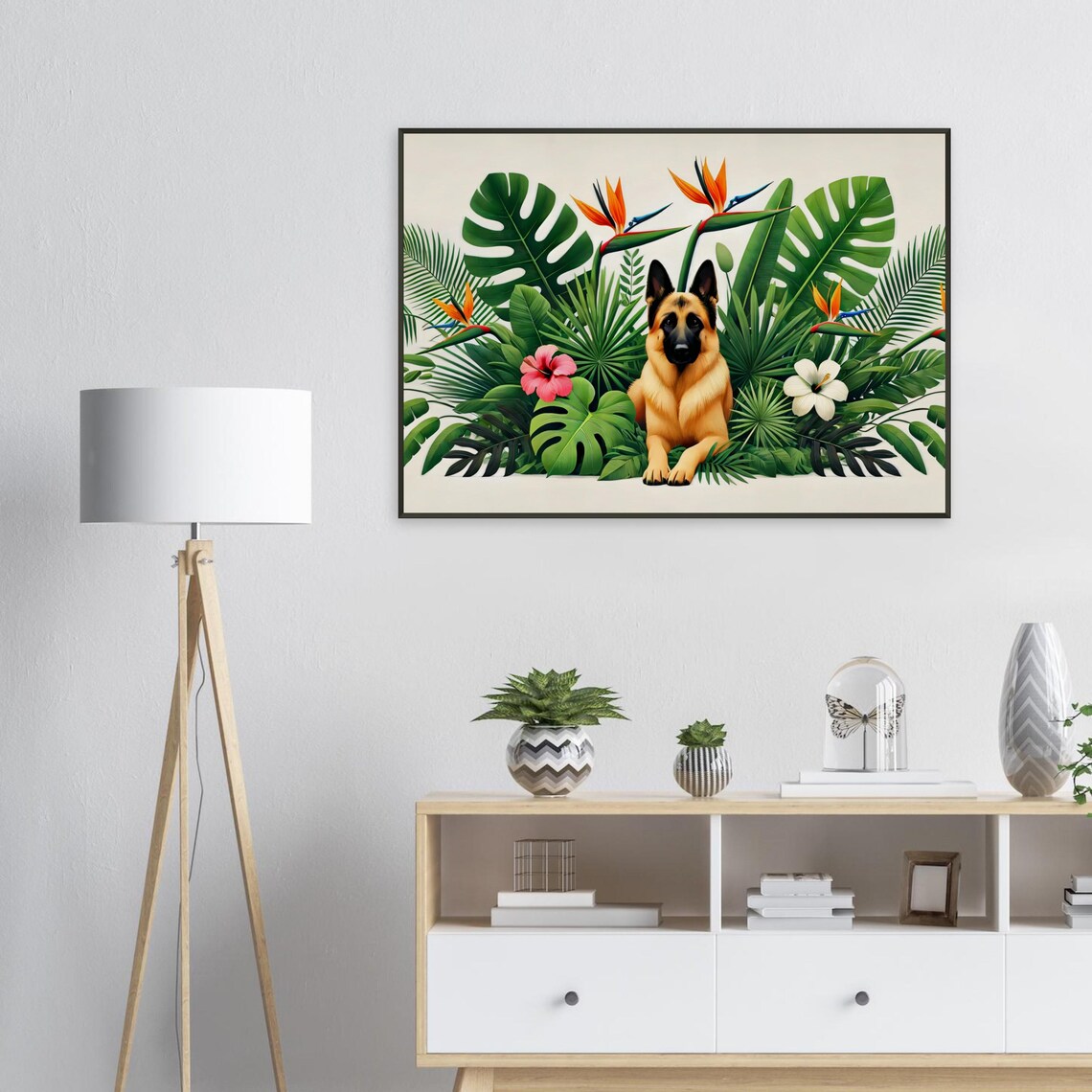 German Shepherd Tropical Botanical Garden Noble Guard Dog Poster - Image 2