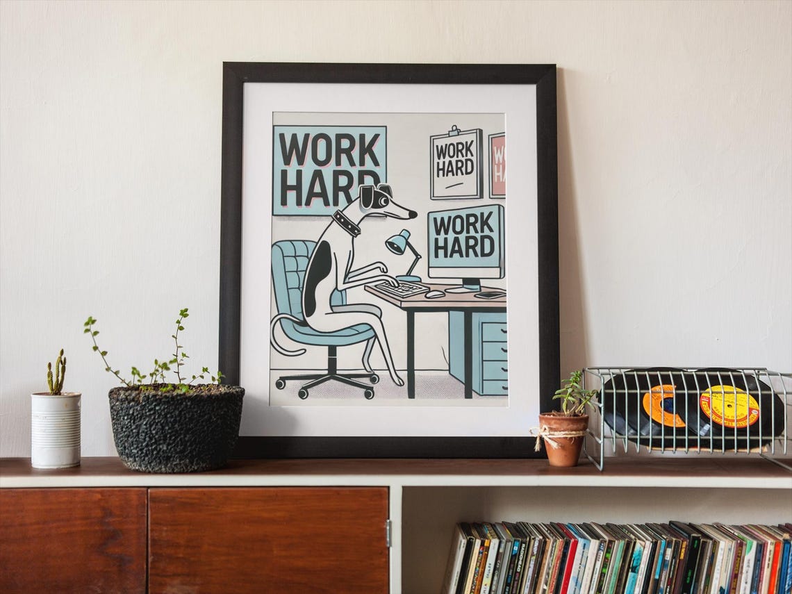 Cute Dog Print Retro Home Poster Funny Colorful Eclectic Posters Wholesome Prints Greyhound Decor Unique Posters - Image 2