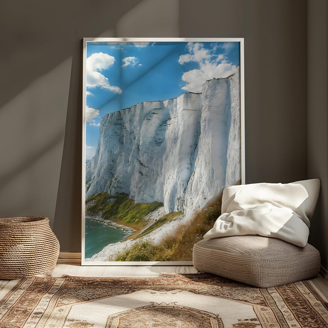 Towering White Chalk Cliffs by the Sea Coastal Landscape Poster - Image 5
