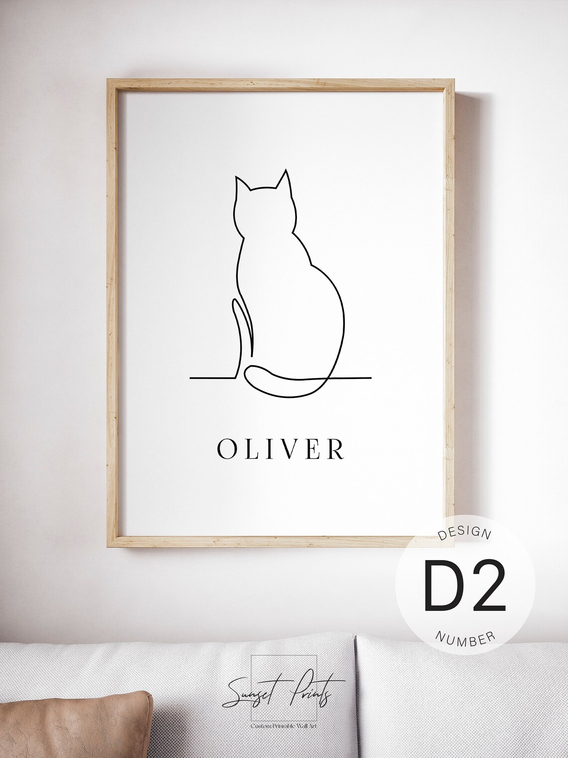 Personalized Cat One Line Drawing Custom Pet Name Minimalist Wall Poster - Image 4