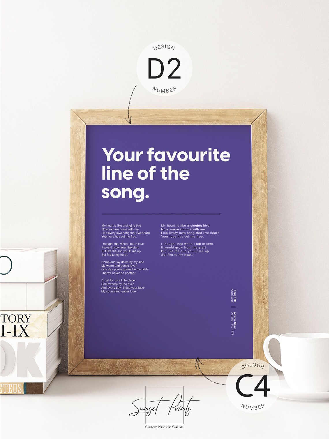 Custom Favorite Song Lyric Print Teal Personalized Music Gift Wall Decor - Image 5