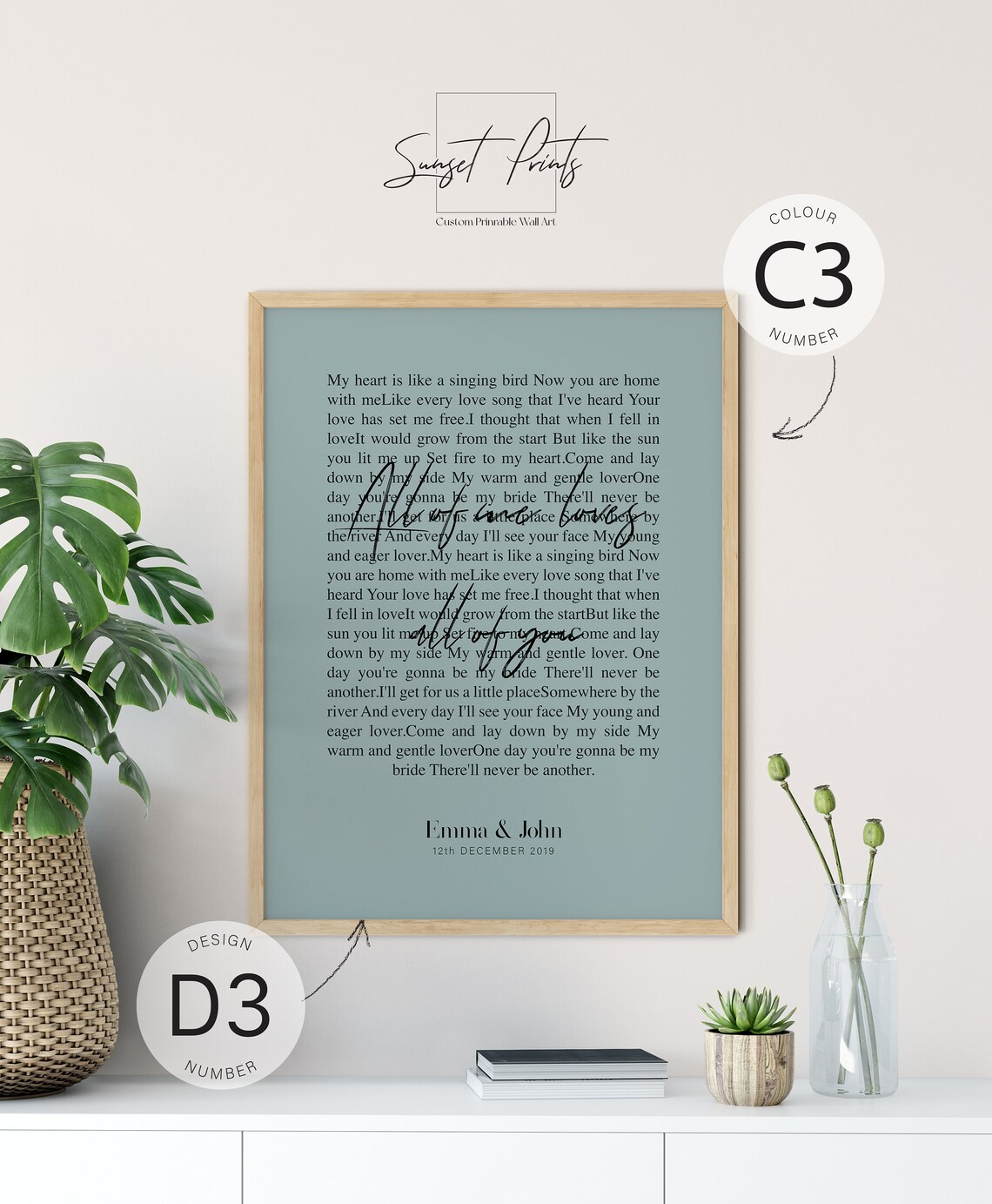 Custom First Dance Wedding Poem Art Personalized Song Lyrics Anniversary Poster - Image 2