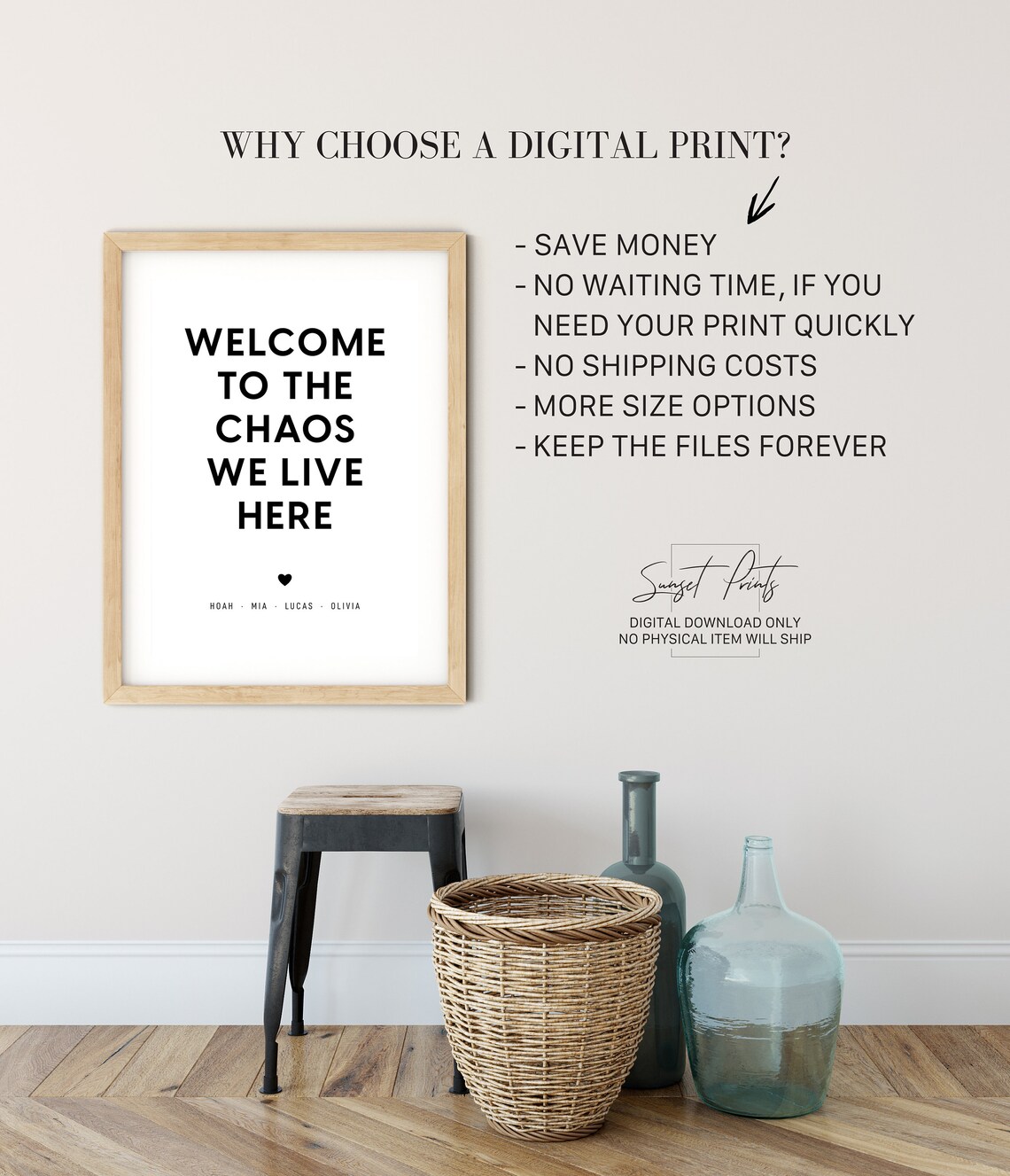 Welcome To The Chaos We Live Here Family Custom Design All Family Quote Print Family Members Cute Wall Art Home Decor - Image 3