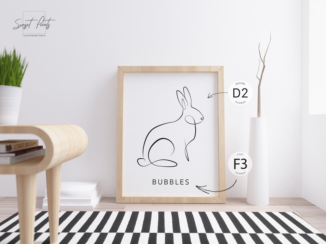 Two Bunnies One Line Art Custom Rabbit Names Minimalist Pet Lover Poster - Image 4
