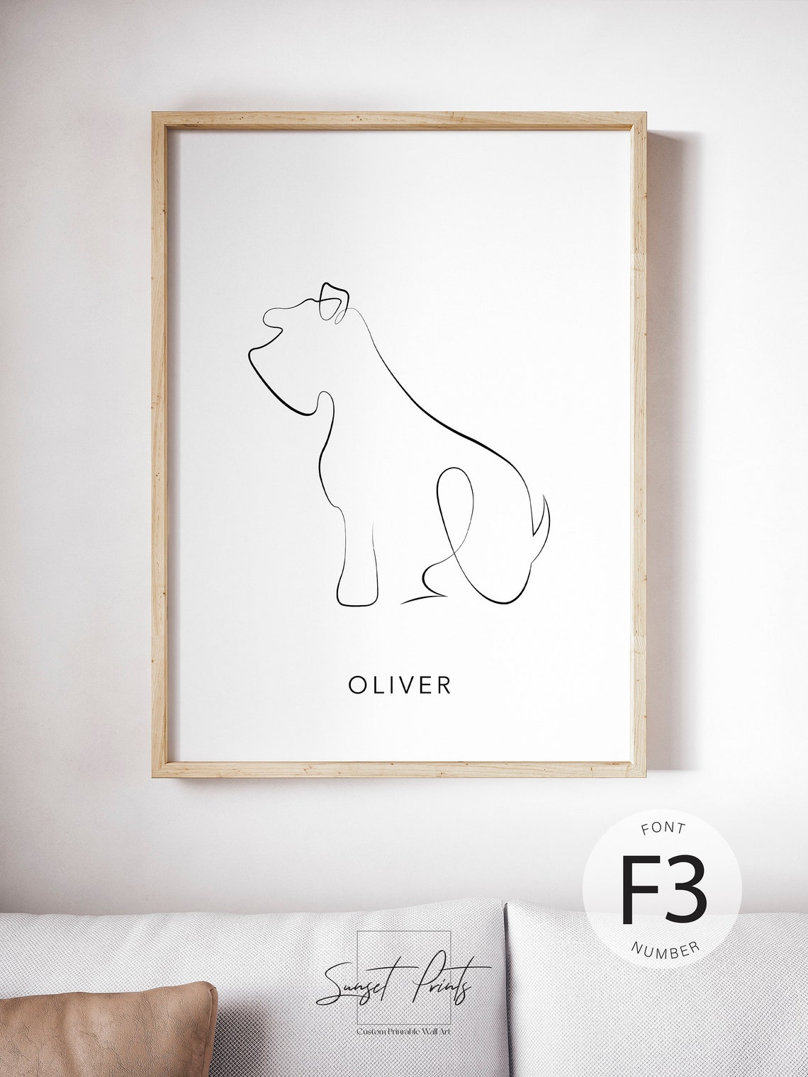 Schnauzer Dog One Line Drawing Custom Pet Name Minimalist Wall Poster - Image 4