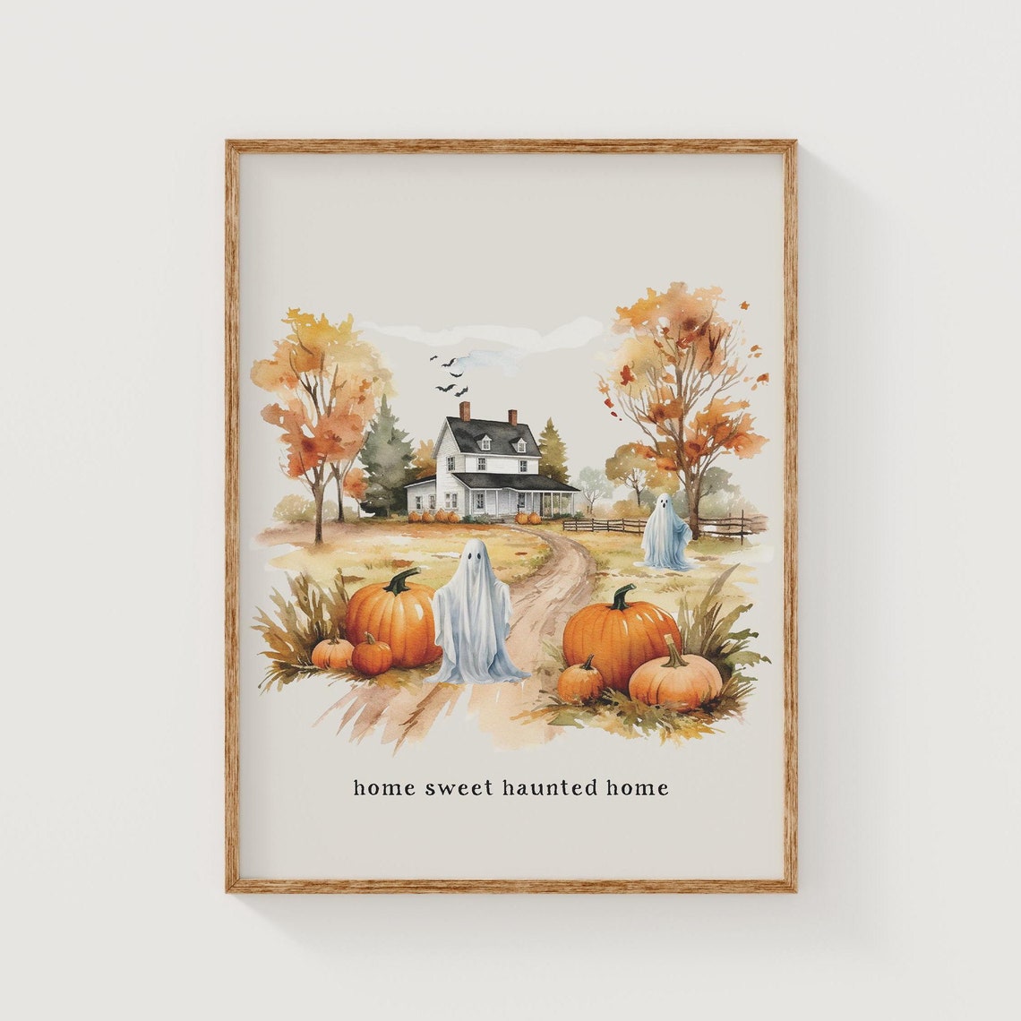 Home Sweet Haunted Home Farmhouse Ghosts Pumpkins Art Poster