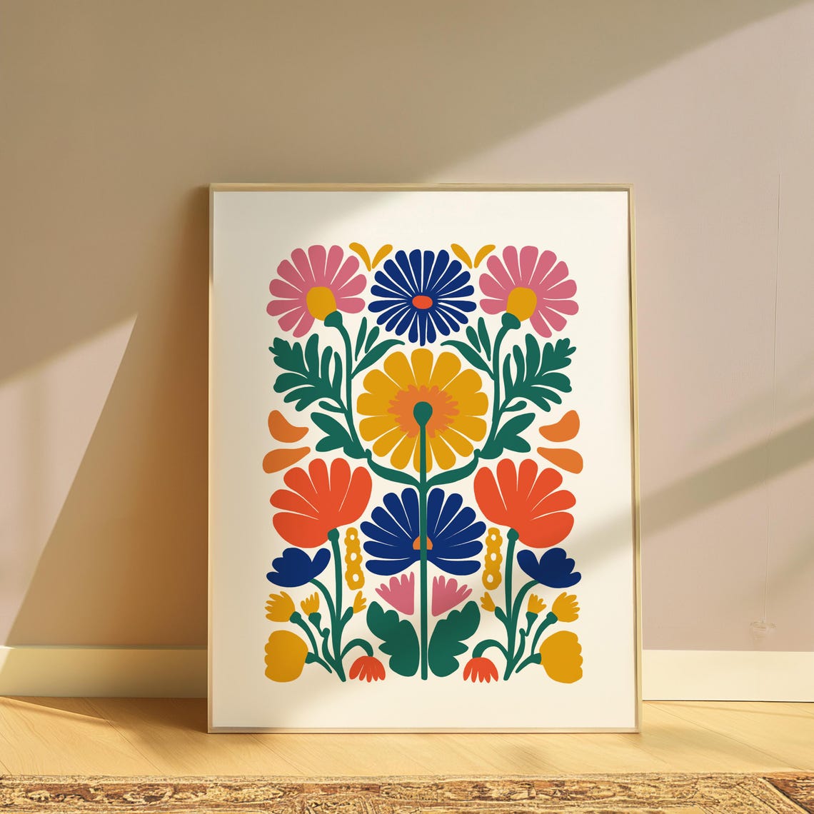Abstract Floral Matisse Inspired Colorful Botanical Modern Poster