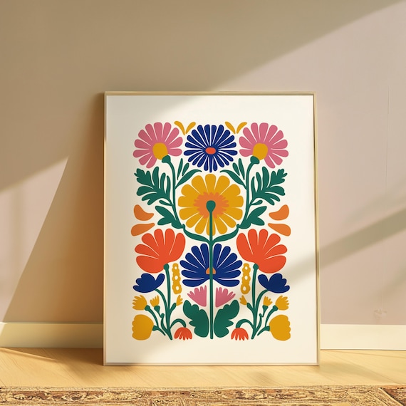 Abstract Floral Matisse Inspired Colorful Botanical Modern Poster