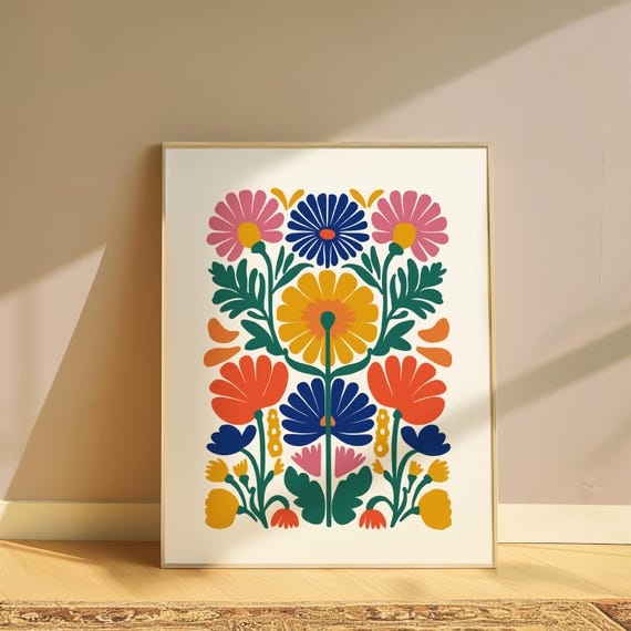 Colorful Abstract Floral Poster Matisse Inspired Wall Art Modern Vibrant Botanical Print Artful Wallart