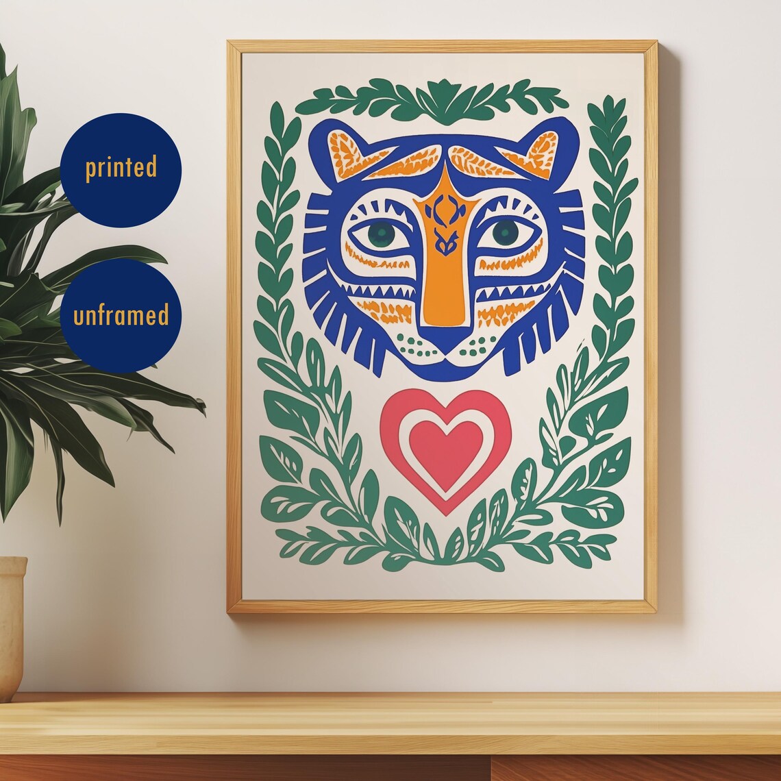 Trendy Tiger Art Print Colorful Animal Poster