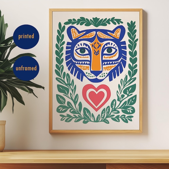 Trendy Tiger Art Print Colorful Animal Poster