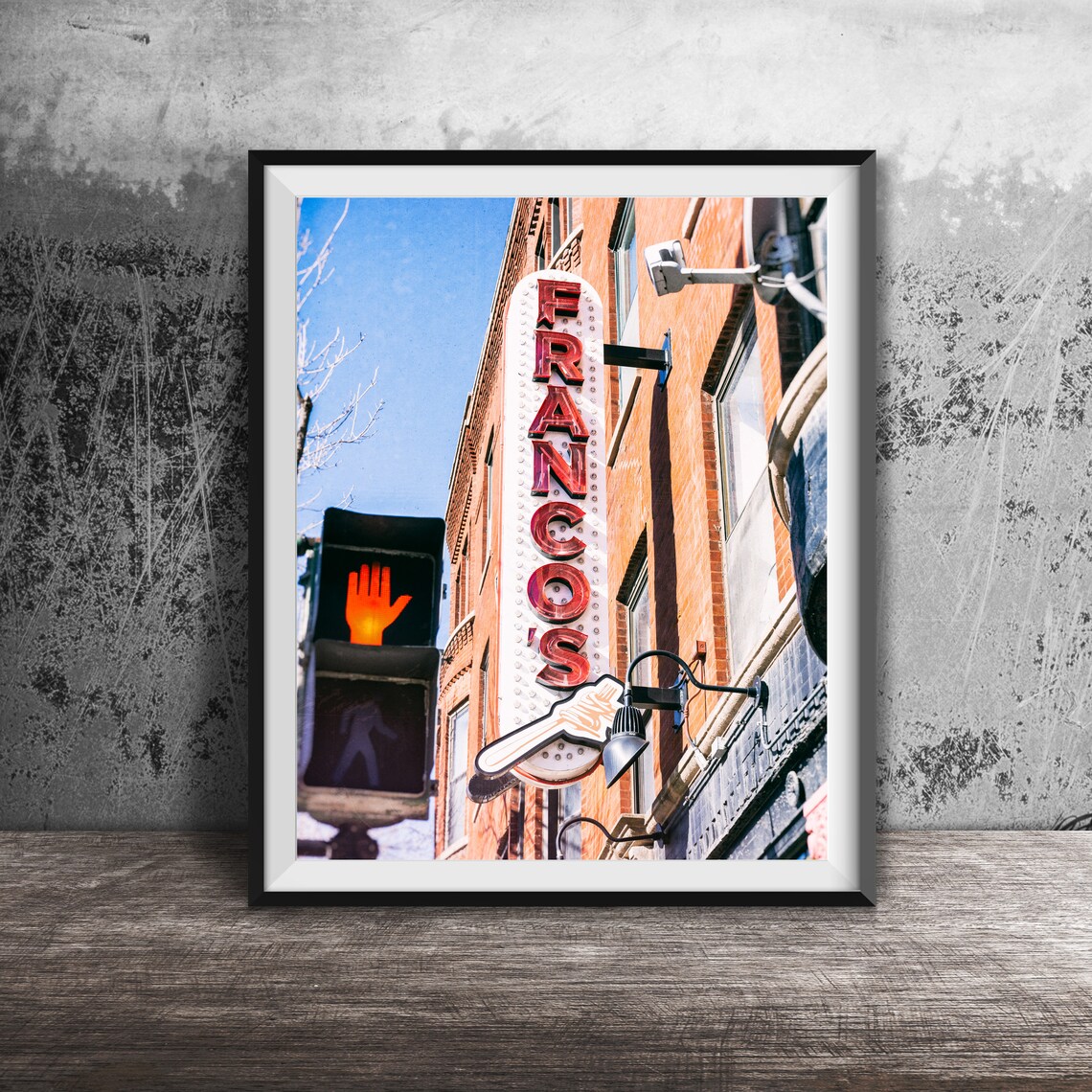 Franco's Restaurant Vertical Neon Sign Chicago Photography Poster