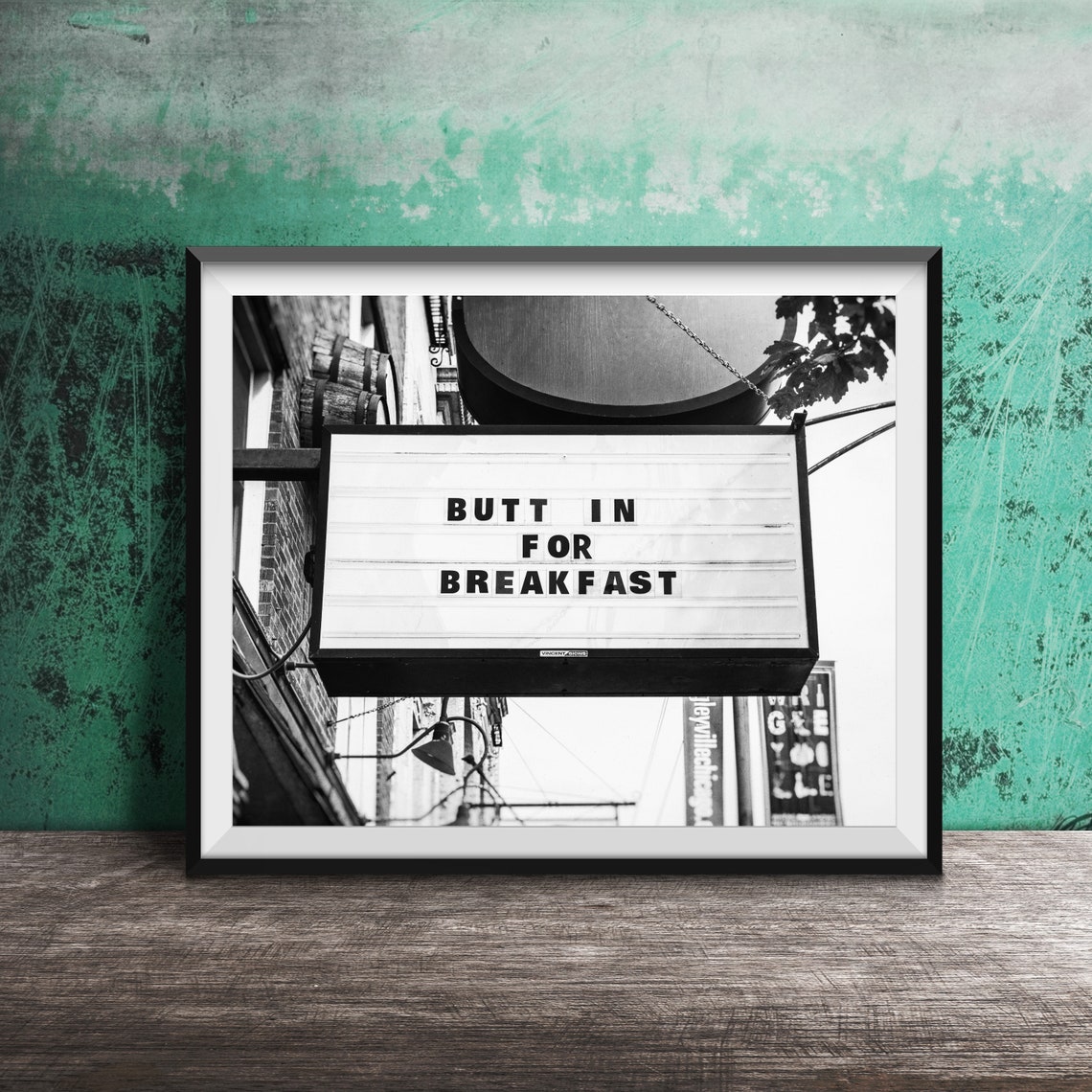 Butt In For Breakfast Funny Marquee Kitchen Sign Photography Poster - Image 2