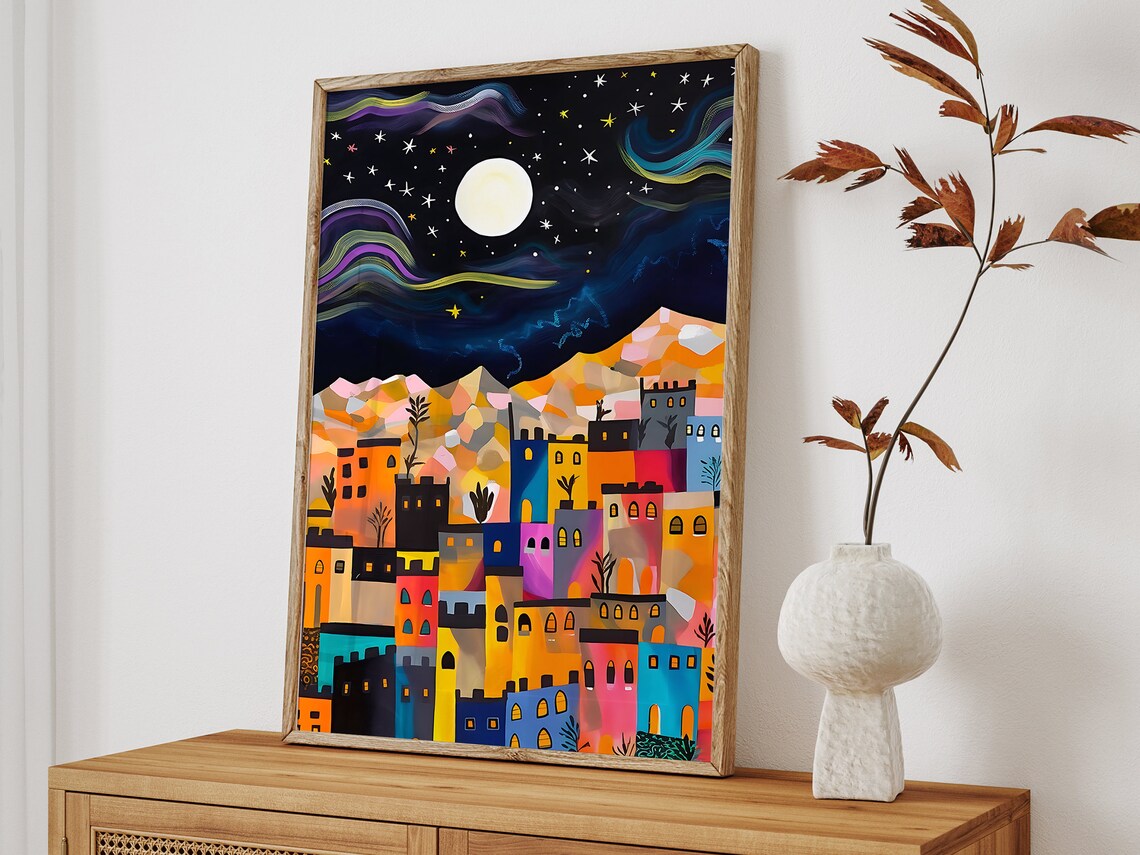 Morocco At Night Travel Illustration, Marrakech Kasbah - Image 2