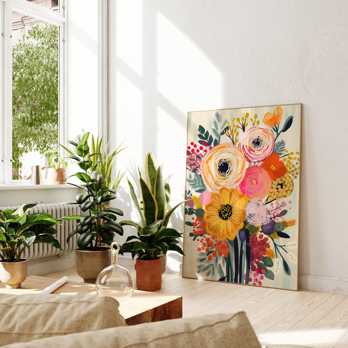 Abstract Floral Bouquet Art Print, Botanical Flowers - Image 3