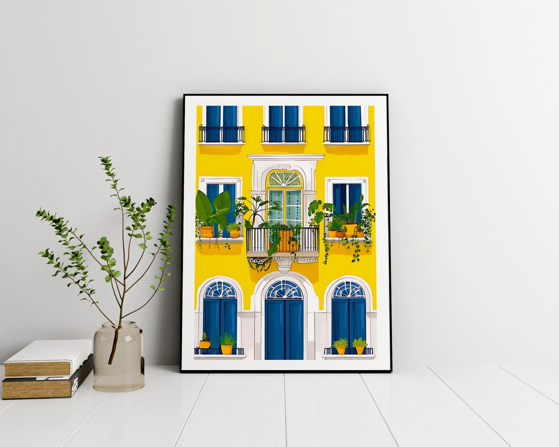 Lisbon City Portugal Travel Poster, Lisboa Architecture
