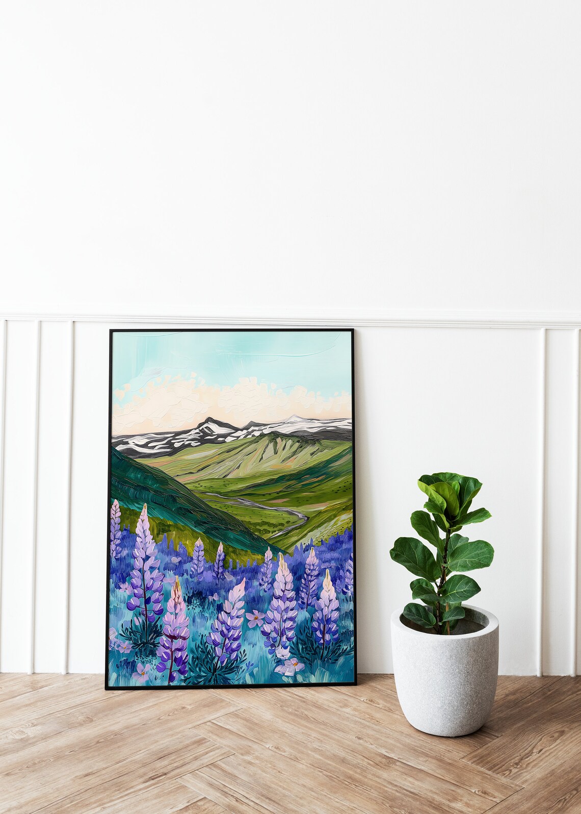 Iceland Landscape Travel Poster, Colorful Mountains